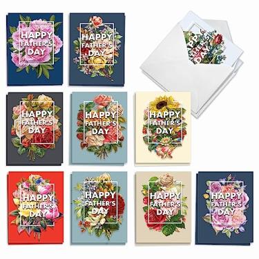 Imagem de The Best Card Company Conjunto de 20 cartões sortidos em branco para o Dia dos Pais, 10 x 13 cm com envelopes (10 desenhos, 2 cada) flores para o pai AM3532FDB-B2x10