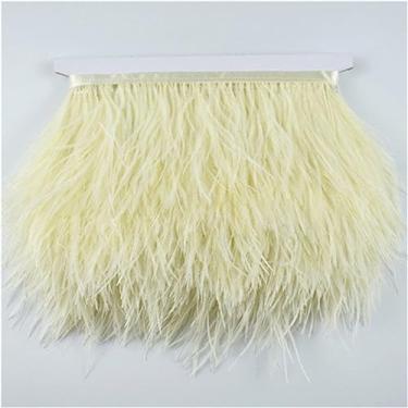 Imagem de 10 metros de penas de avestruz na fita 8-10 cm franja de saia em fita guarnições de penas de avestruz guarnições de costura cor 5