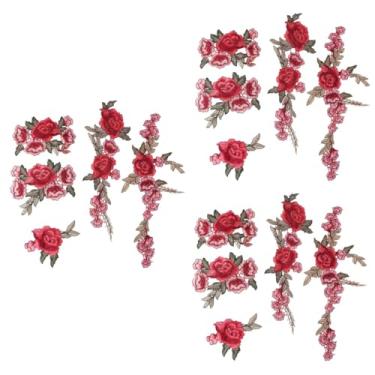 Imagem de Operitacx 15 Peças patches de desenhos animados decoração rosa ferro em adesivos Fácil de usar Remendando roupas remendos de costura remendos de roupas clássico aplique par de flores