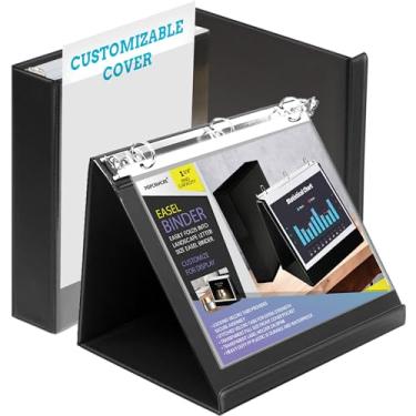 Imagem de Performore Fichário de cavalete preto - Pasta de cavalete com anel redondo de 3,8 cm - Apresentação - Prancheta para mesa - Cavalete flip chart - Dobrável