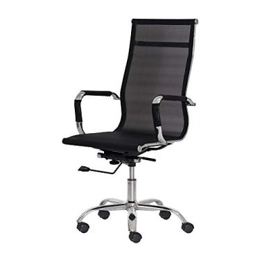 Imagem de Cadeira Escritório Mesh Presidente Preta Base Giratória Cromada Altura Ajustável