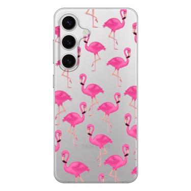 Imagem de Blingy's Capa para Samsung Galaxy S24 Plus, design de pássaro flamingo tropical bonito estilo animal transparente macio TPU capa transparente 6,7 polegadas (flamingos rosa)