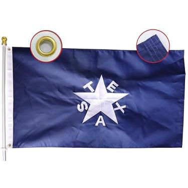 Imagem de Bandeira do Texas Zavala De Lorenzo, resistente, 9,5 cm x 1,5 m - Nylon Oxford de maior duração 210D | Quatro linhas costuradas com pontas de mosca | Estrelas bordadas | Bandeiras de história texana decoração presente jardim casa banner