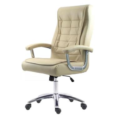Imagem de Cadeira Giratória Nr-17 Califórnia Fratini Revestida Em Poliuretano (Pu) Bege Base Rodizio Cromado