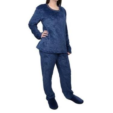 Imagem de Pijama Feminino Recco Longo Fleece Luar Azul - 1527-Feminino