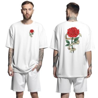 Imagem de Camisa Camiseta Oversized Streetwar Genuine Grit Masculina Larga 100% Algodão 30.1 Roses Never Separate - Branco - P