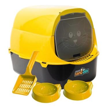 Imagem de Caixa de Areia Banheiro Grande Furba Sandbox Fechada Para Gatos Amarelo