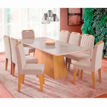Imagem de Conjunto Sala De Jantar: Mesa Helena 210X100cm + 8 Cadeiras Paola Wood
