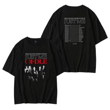 Imagem de G-idle Album Just Me Camiseta Merchandise for Fans Star Style Camiseta Algodão Gola Redonda Manga Curta, Preto, GG