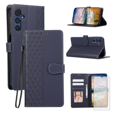 Imagem de Asuwish Capa de celular para Samsung Galaxy S24 5G com protetor de tela de vidro temperado e alça de pulso flip porta-cartão de crédito suporte fólio bolso bolsa celular S 24 24S G5 mulheres homens