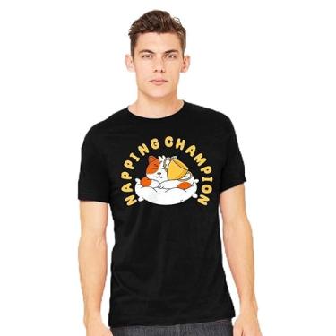 Imagem de TeeFury - Napping Champion - Camiseta masculina animal, gato, Carvão, XXG