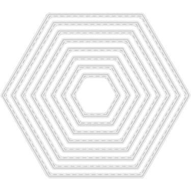 Imagem de Um conjunto de 8 peças de matrizes hexagonais de corte de fundo hexagonal, estênceis em relevo para o Dia de Ação de Graças, Natal, cartão de felicitações, papel faça você mesmo, artesanato, decoração