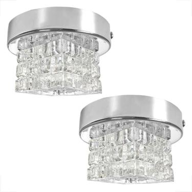 Imagem de Kit 2 Spot Cristal Sobrepor Plafon Prata Base Metal Sala