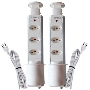 Imagem de Kit 2 Torre De Tomada Retrátil De Embutir Branca Hafele
