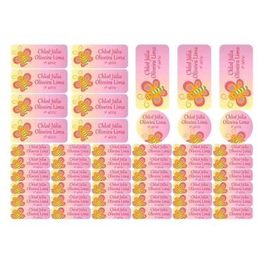 Imagem de Adesivo Etiqueta Escolar Personalizado Vinil Borboleta 50 UN