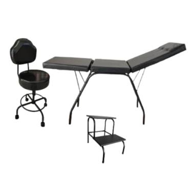 Imagem de HENVIFER, kit maca portátil + escada + cadeira mocho para estetica
