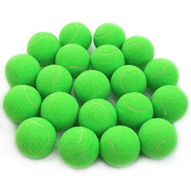 Imagem de URBEST Bolas de tênis avançadas com 20 unidades, bolas de tênis de treinamento para jogadores iniciantes, bolas de brinquedo de cachorro de estimação com bolsa de transporte de malha para bola de