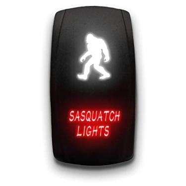 Imagem de Luzes Sasquatch - Branco/Vermelho - Interruptor Alternador Gravado a Laser 20A 12V - Interruptor Balancim Vertical 5 Pinos DPST