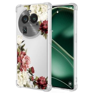 Imagem de Ueokeird Capa de telefone para Oppo Find X6 5G, capa PGFM10 para meninas e mulheres, capa protetora fina à prova de choque com padrão floral flexível TPU flexível para Oppo Find X6 5G Blossom Flower