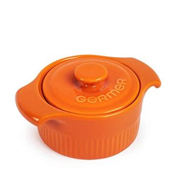 Imagem de Germer, Cocotte com tampa redondo em porcelana, modelo assar ou servir, refratária, Ø 9,5 cm, 200 ml, Laranja