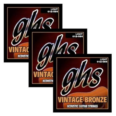 Imagem de GHS Strings Cordas de violão acústico vintage bronze VN-L, leves (.012-.054), 3 conjuntos de VN-L