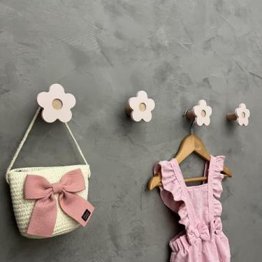 Imagem de 5 Ganchos de parede infantil menina decoração formatos rosa - Hanger D