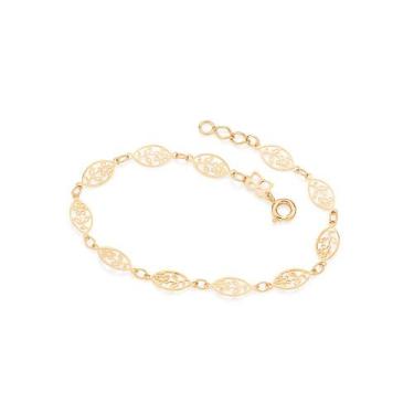 Imagem de Pulseira banhado ouro 3x 24k 18k e 22k feminina elos oval com flores v