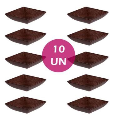 Imagem de 10un prato mini petisqueira quadrado aperitivo marrom escuro - EVO