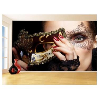 Imagem de Papel De Parede Arte Mulher Máscara Maquiagem 3,5M Tra155 - Você Decor