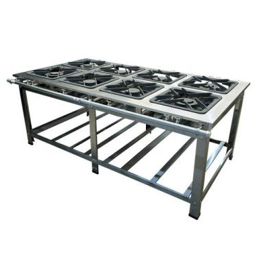 Imagem de Fogão Industrial de Centro 8 Bocas 4 Duplas Cefaz Linha Gold Baixa Pre