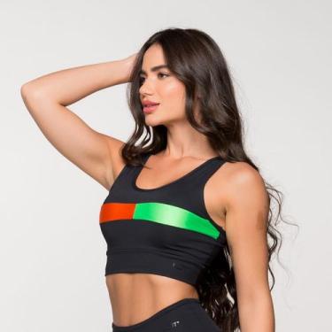 Imagem de Top Fitness Poliamida Modelo Nadador com Recorte Verde e Lar - LOT FIT