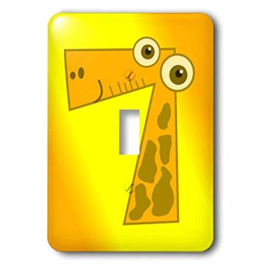 Imagem de 3dRose lsp_221609_1 Impressão do número 7 Girafa de desenho em amarelo laranja interruptor único, multicolorido