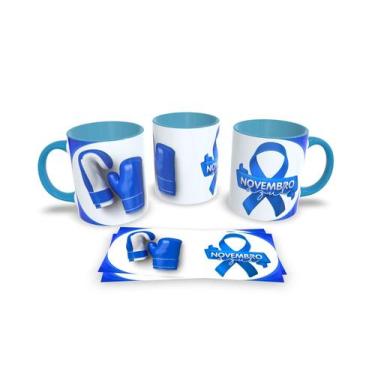 Imagem de Canecas Azul de Porcelana Personalizadas Novembro Azul - Estampa Subli