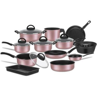 Imagem de Conjunto De Panelas Antiaderente 13 Peças Teflon - Rosa - Dona Chefa