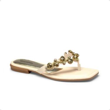 Imagem de Tamanco Feminino Rasteiro Mississipi Branco, Baunilha, Mel, 36