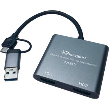 Imagem de Adaptador USB para HDMI duplo, divisor tipo C para HDMI 1080@60Hz para 2 monitores, monitor USB 3.0 para 2 HD, suporta Mac / Windows / extensor de HD duplo - adaptador externo de placa de vídeo e