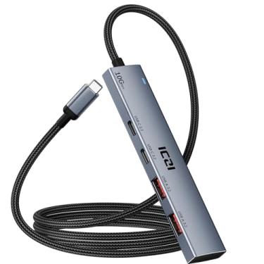 Imagem de Hub USB C, divisor USB C ICZI de 10 Gbps para laptop, hub USB C 3.2 geração 2 com USB C 3.2 e 2 portas USB A 3.2, cabo USB estendido tipo C hub de 1,2 m para MacBook Air/Pro, Surface Pro, XPS,