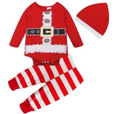 Imagem de NUBEEHOHO Roupa de Natal para recém-nascidos, meninos e meninas, macacão de Natal para elfo e Papai Noel, A - Papai Noel, 0-3 month