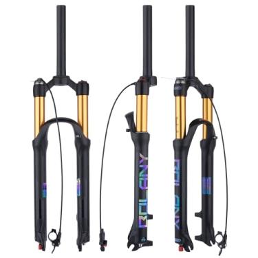 Imagem de BOLANY 26/27,5/29 MTB Garfo Suspensão a Ar Amortecedor Ajuste de Recuo 1 1/8 Tubo Reto QR 9 mm Viagem 100 mm Manual/Bloqueio Remoto Ajuste Montanha/Bicicleta de Estrada