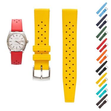 Imagem de Generic Pulseira de borracha tropical de liberação rápida para relógios Breitling, pulseiras de reposição FKM para relógios Seiko - várias cores (22 mm, amarelo)