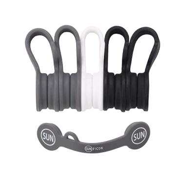 Imagem de SUNFICON Organizadores de cabo, clipes de cabo magnéticos, fones de ouvido, enrolador, prendedores de marcador, quadro branco, ímãs de geladeira, cabos USB, correias para casa, escritório, escola, pacote com 5, cinza, branco, preto