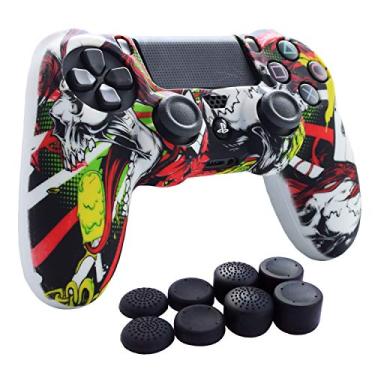Imagem de Hikfly Silicone Gel Controller Cover Skin Protector Compatible with Sony PlayStation 4 PS4/PS4 Slim/PS4 Pro Controller (1X Camouflage Cover with 8 x FPS Pro Thumb Grip Caps)(White Puke)