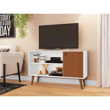 Imagem de Rack Retrô Way 1 PT Branco e Elmo 108 cm - DJD