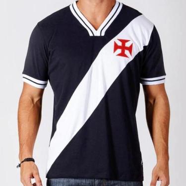 Imagem de Camisa Retrô Vasco da Gama 1974 Masculina - Preto e Branco - Braziline