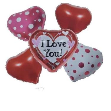 Imagem de Kit Balão Metalizado Coração I Love You - SNSIMPORTS