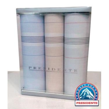 Imagem de Kit 3 Lenços Presidente Puro Algodão 44 X 44 Masculino Finos 3800