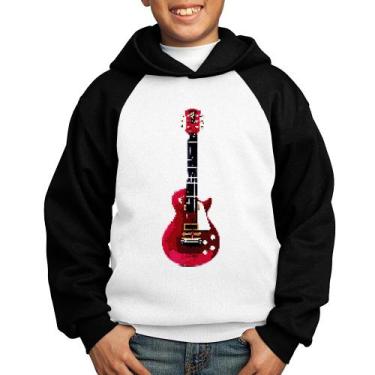 Imagem de Moletom Infantil Guitar Píxel - Foca na Moda, Branco, Preto, 10