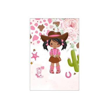 Imagem de Painel De Festa Vertical 1,50 x 2,20 - Boiadeira Rosa com Flores 027 -