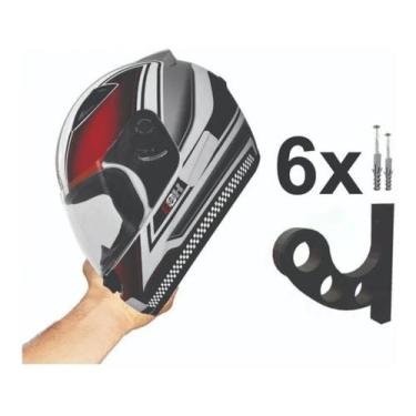 Imagem de Kit 6 Suportes De Parede Para Capacetes Preto - 3D Art