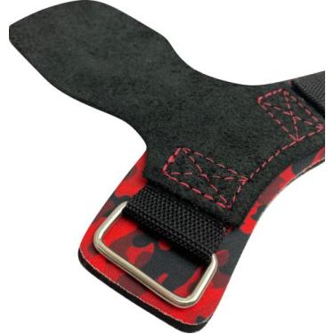 Imagem de Hand Grip Couro Vermelho Academia Barra Mão Protetor - Pro Trainer, G
